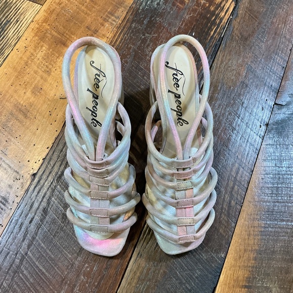 Free People Colette Cinched Heel Sandals Women’s Size 7.5–8) Rainbow Metallic - Picture 5 of 16